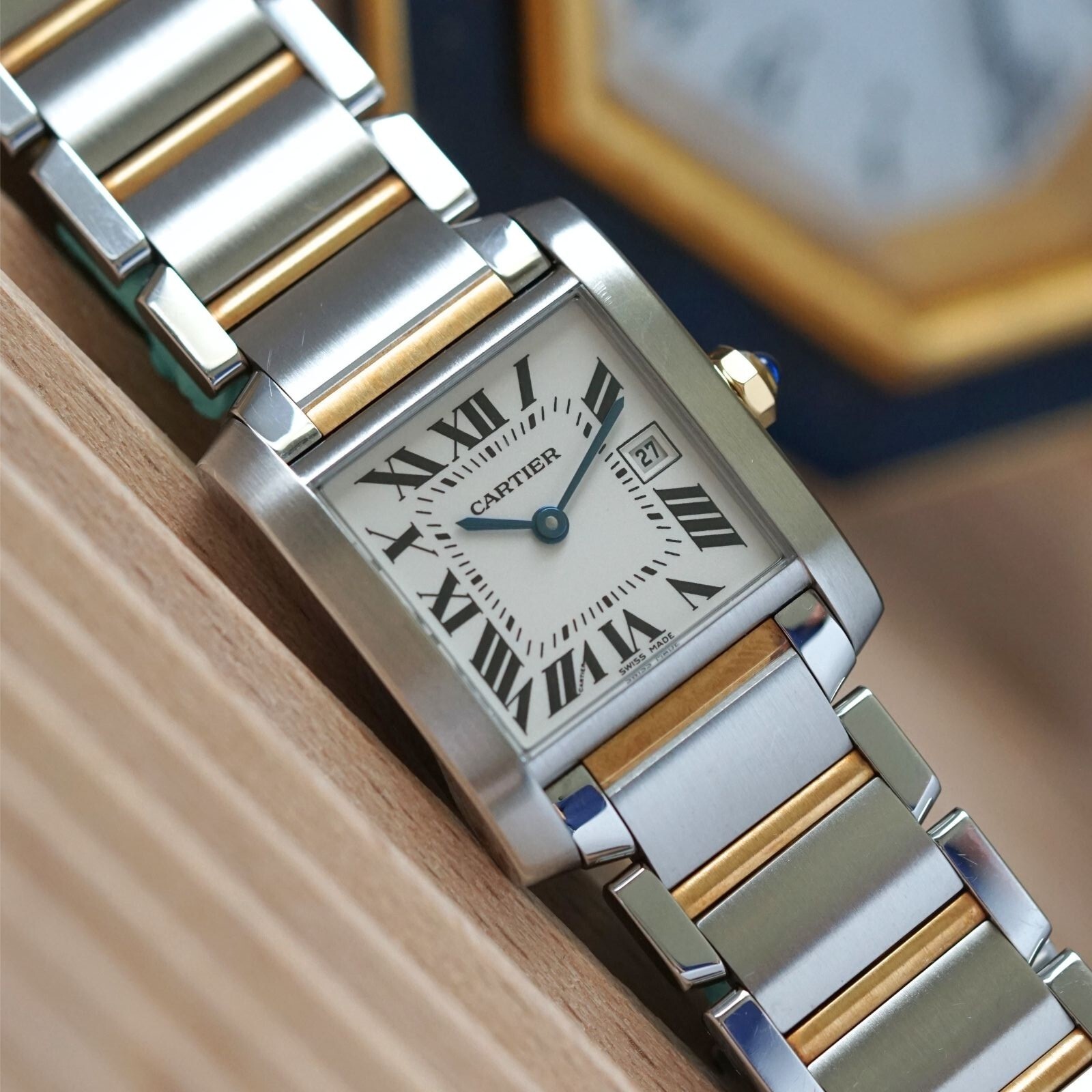 Cartier Tank Francaise 2465 Steel Gold Medium 25 mm Date