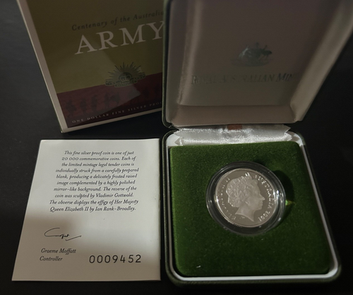 AUSTRALIAN PROOF: 2001 $1 ARMY FINE SILVER COIN - BOXED #BB4 - Picture 4 of 6