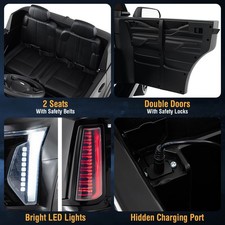 2 Seater Ride on Truck w/Remote Control 3 Speeds LED Lights Horn Music Story