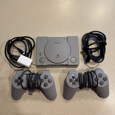 Sony PlayStation Classic Mini PS1 SCPH-1000R 2 Controllers Bundle Tested Working