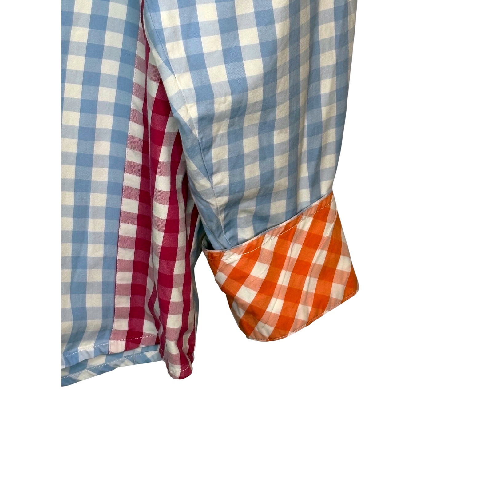 Marc Ecko Patchwork Gingham Colorblock Button Dow… - image 6