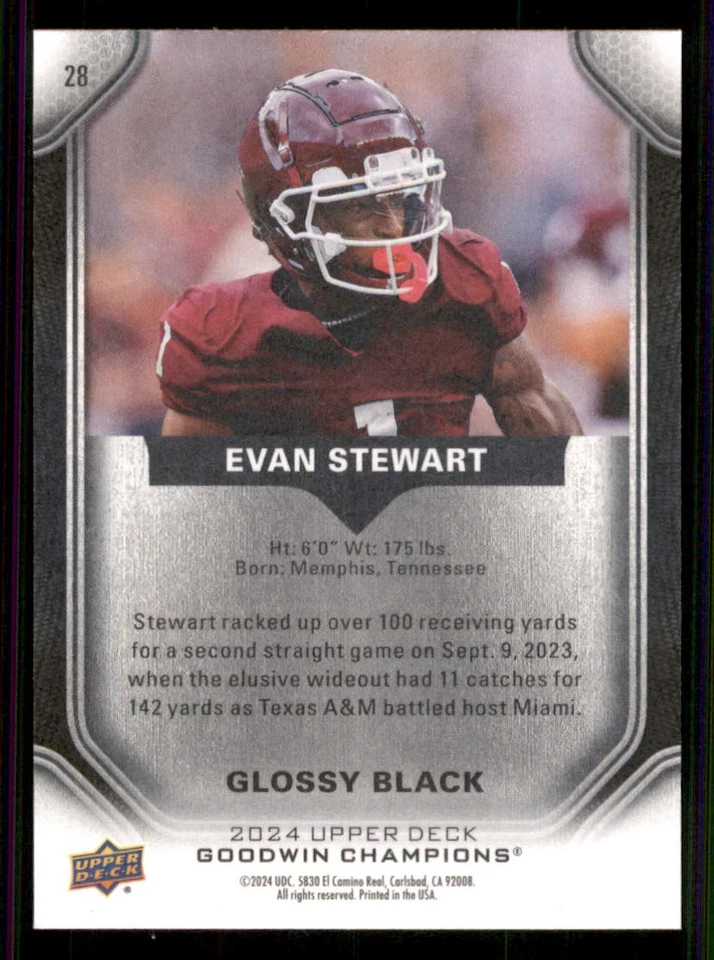 2024 Upper Deck Goodwin Champions Glossy Black #28 Evan Stewart - Image 2 of 2