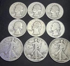 9-90% Silver Coins-6 1936 Quarters & 3 Walking Liberty’s 2.17 Oz Pure Silver