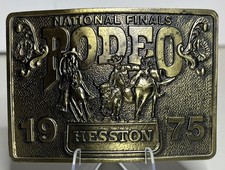 1975 HESSTON VINTAGE National Rodeo Finals BELT BUCKLE 100 AUTHENTIC  LOOK 