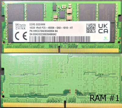 SK Hynix 16GB DDR5 4800MHz Laptop SODIMM RAM 1Rx8 PC5-4800B HMCG78AEBSA095N BA