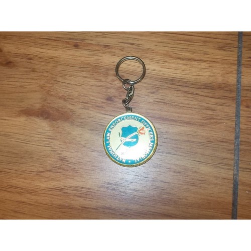 National Law Enforcement Officers Memorial Keychain Blue Green Metal Key Ring