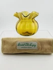 Steuben Glass 3” Ivrene Carder Vase With Original Marshal Fields Felt Bag