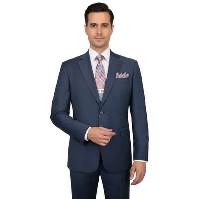 Men Suit BERLUSCONI Turkey 100% Soft Italian Wool Super 180's #Ber27 Navy Plaid