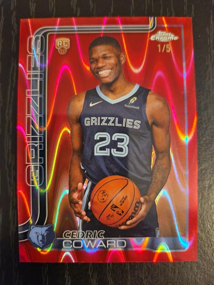 2025-26 Topps Chrome Cedric Coward Rookie Card #261 Red RayWave Refractor #1/5