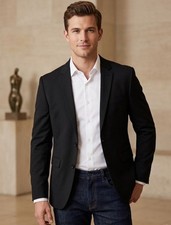 Express Men s 38R Innovator Skinny Fit Slim Black Stretch Wool Blazer Jacket