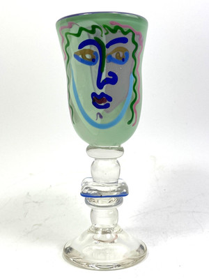 Pokal Glas, ''Gesichter'', Katherine & William Bernstein - USA, signiert + datiert
