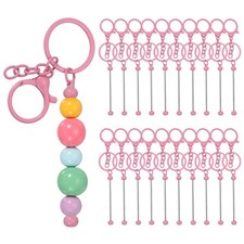 20 Pcs Pink Beadable Keychains DIY Beaded Keychain Making Kit