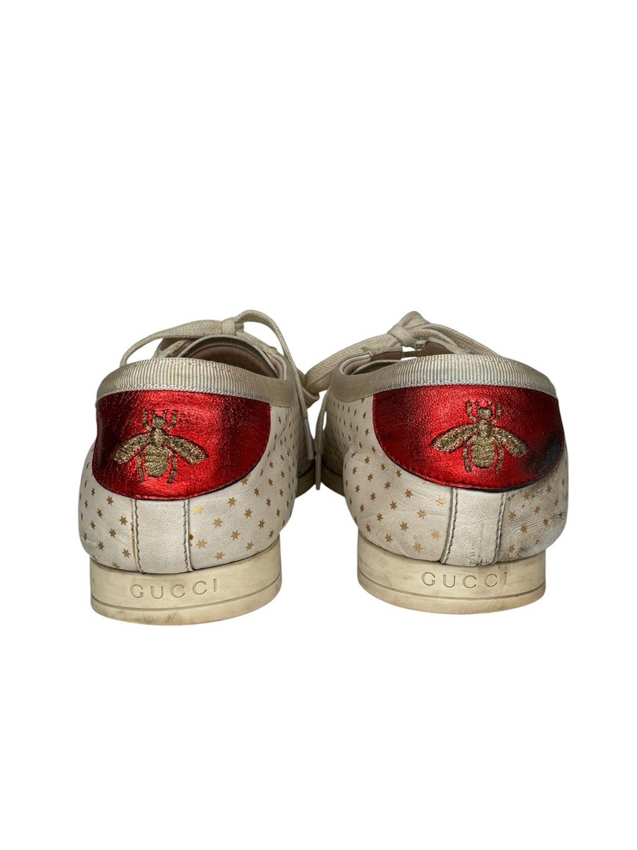 Gucci Guccy Ace Star Print Sneakers White Leather Red Bee Heel Sz 41 EU/8 US View 5