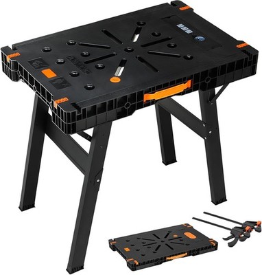Folding Work Bench with Clamps & Power Strip Portable Work Table 34''W x 22''D