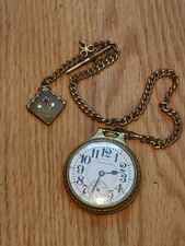 Hamilton Wadsworth Railroad Bar Over Crown 14K Gold 21 Jewels Pocket Watch
