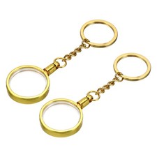27mm Metal Coin Holder Keychain, 2Pcs Coin Case with Key Ring, Golden