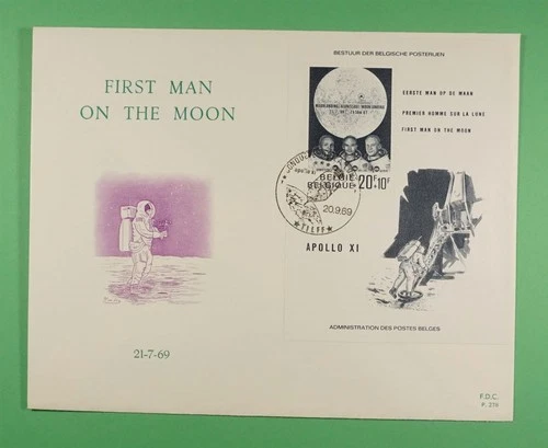 DR WHO 1969 BELGIUM FDC SPACE MOON LANDING SEMI POST S/S LR35968