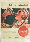 1940's Vintage Original Rare Coca-Cola Drink Coke WW2 Fighter Pilot Plane War AD