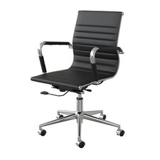 Ergonomic PU Leather Ribbed Executive Chair for Meetings Conferences