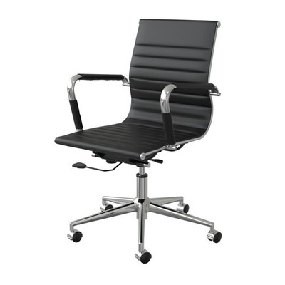 Ergonomic PU Leather Ribbed Executive Chair for Meetings & Conferences