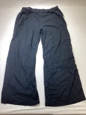 Caslon Pants Women  s Size Large Linen Rayon Blend Elastic Waistband Black Casual