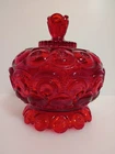 LE Smith Moon & Stars Red Footed Pedestal Compote Dish 6.5"Tall 5.75"Dia PERFECT