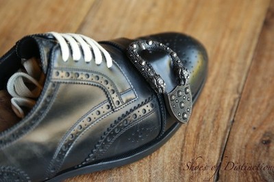 Gucci Black Leather Derby Brogue Monk Buckle Shoes Mens UK 7 US 8 EU 41