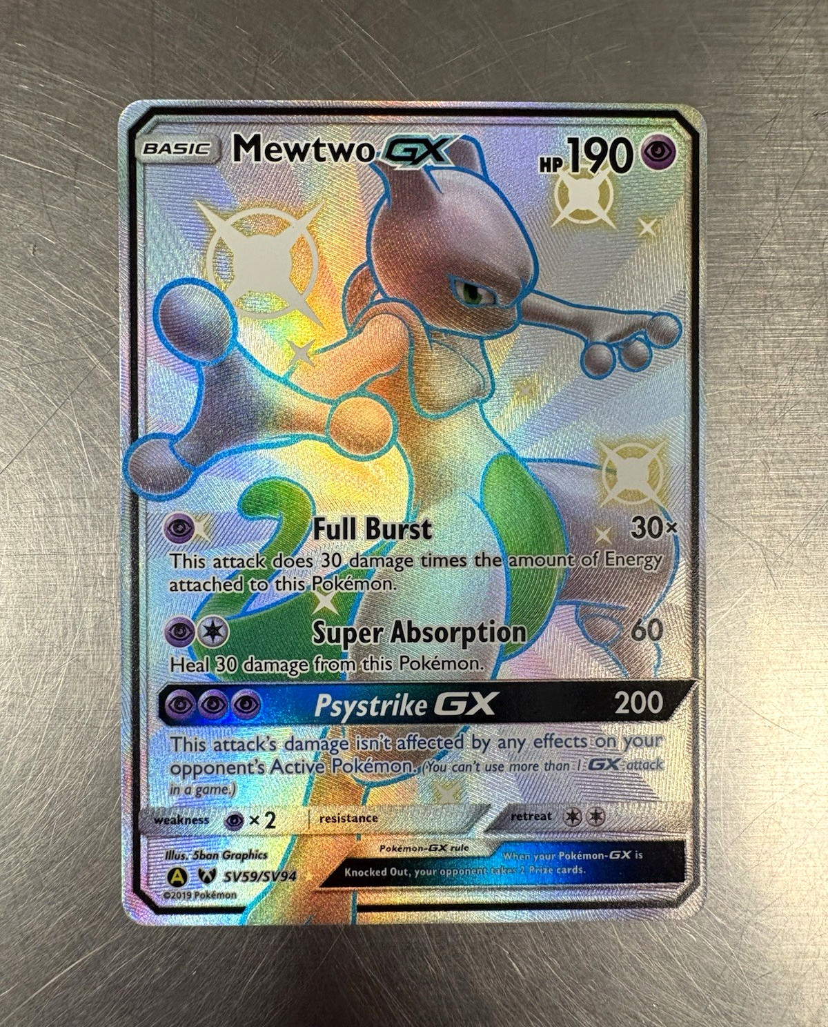 Pokémon TCG Mewtwo GX SV59/SV94 Hidden Fates Shiny Vault Full Art Holo