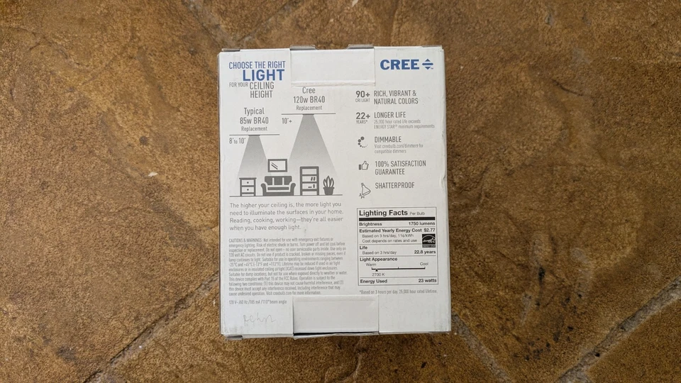 Cree 120W BR40 LED Flood Light Bulb – Soft White 2700K, Dimmable, Open  Box - Image 4 of 4
