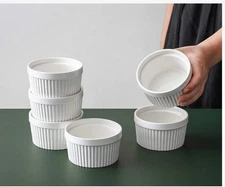 Dowan 8 oz Porcelain Ramekins Set of 6 Oven Safe for Baking Creme Brulee