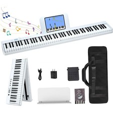 Fold 88 Key Electric Digital Piano Keyboard Weighted Key w/Pedal,Power Supply