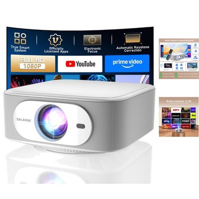 Smart Android Mini Projector 1080P - Wifi 6, Bluetooth, Built-in Licensed Apps