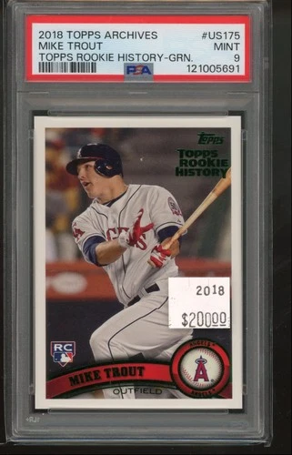 2018 TOPPS ARCHIVES ROOKIE HISTORY GREEN MIKE TROUT /99 ANGELS #US175 PSA 9