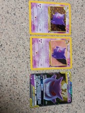 3 Gengar Lot Vintage Baseset Holo And Baseset/Gengar Mimikyu Minty Clean Gradabl