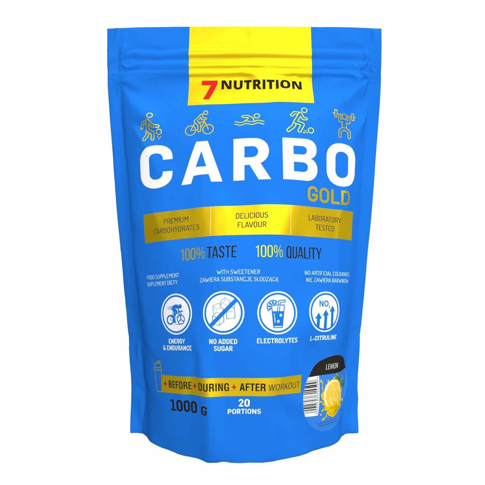 7NUTRITION CARBO GOLD ENERGY ENDURANCE ELECTROLYTES 1000G LEMON