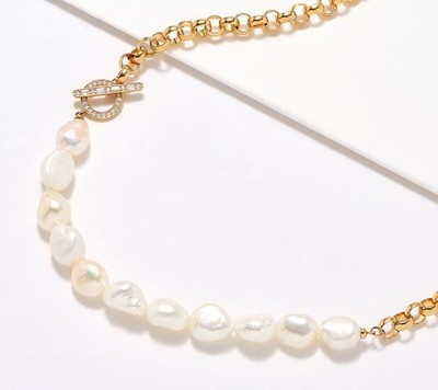 Effy Luna Cultured Pearl & Diamond Necklace, 14K