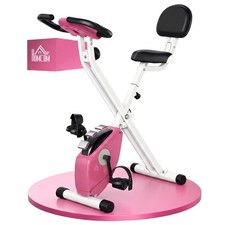 HOMCOM Magnetic Resistance Exercise Bike Foldable LCD Adjustable Seat Pink