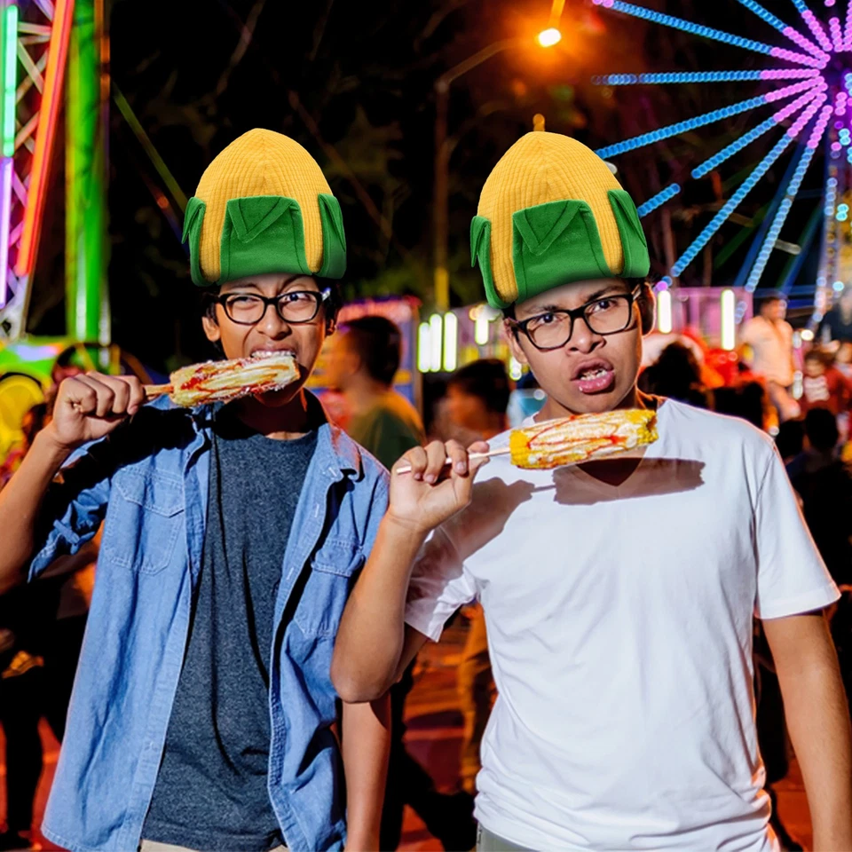 Adult Corn Cob Hat Funny Food Truck Halloween Harvest Farmer Costume Accessory - Image 4 of 4