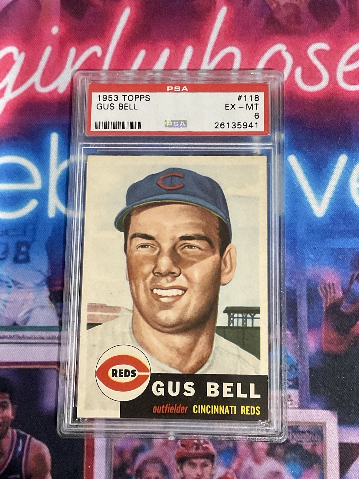 1953 Topps Gus Bell #118 PSA 6 Bio Information in White