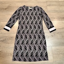 Michael Kors Shift Dress Abstract Print 3/4 Sleeve Career Size Xsmall XS Black