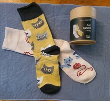2 Pr. Cat Socks, MultiColor. Laugh Track. 1 Sz Fits Most. New, Still In Pkg.