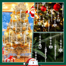 60 Fiocchi Di Neve Decorativi Per Albero Di Natale - Plastica, 3 Misure Diverse, Con Filo Trasparente Incluso - Foto 4