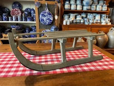 Antique Winter Snow Sled with Old Green Paint