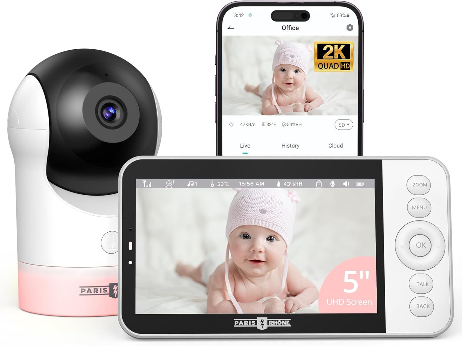 Baby Monitor WiFi Camera Night Vision Temperature