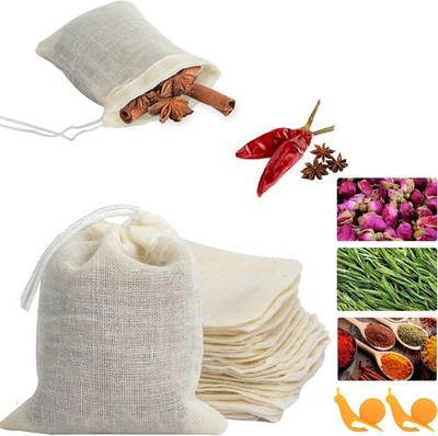 50pcs Unbleached Cotton Tea Bags Reusable Drawstring Tea Bag For Cooking Soup Em