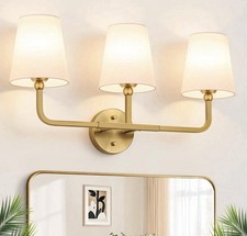 MOKATNG Bathroom Light Fixtures, 3-Light Brushed Gold Vanity Lights,