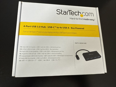 New StarTech USB 3.0 Hub (HB30C4AB) 4 Port USB-C to USB-A - Bus Powered USB Hub