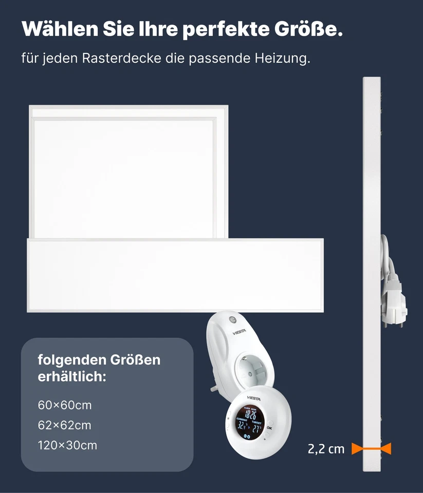 infrarouge mural/plafond modulaire carbone cristal avec thermostat sans fil 360w - Photo 4/4
