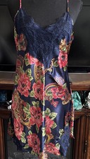 Vintage Victoria's Secret Gold Label Floral Satin Slip Dress Chemise Gown Large