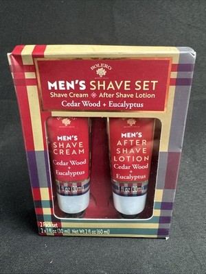 Mens Shave Set Bolero Cedar Wood & Eucalyptus Shave Cream After Shave Lotion